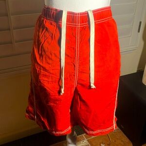 ❤️🩳Tommy Bahama Relax Red Polyester Swimsuit W/White Piping W/Nylon Liner Sz M